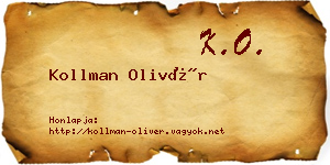 Kollman Olivér névjegykártya